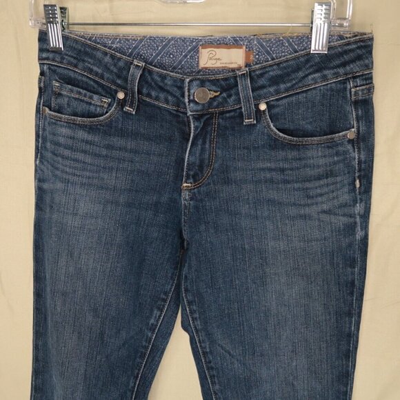 Paige Denim Blue Heights Jeans Low Rise Straight Leg Dark Wash Denim Size 2 Y2K - Picture 2 of 12
